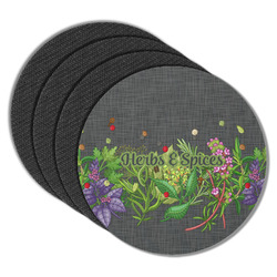 Herbs & Spices Round Rubber Backed Coasters - Set of 4 (Personalized)