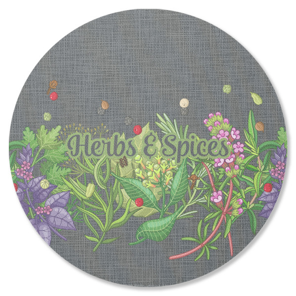 Custom Herbs & Spices Round Rubber Backed Coaster (Personalized)