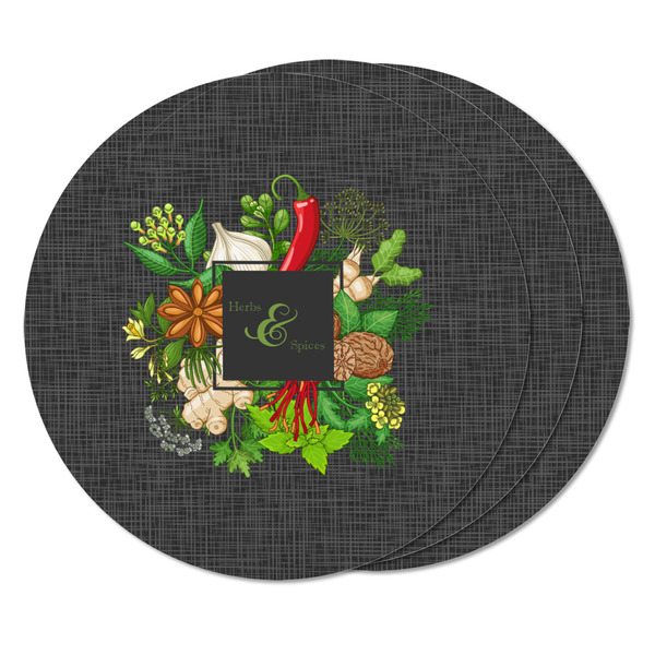 Herbs & Spices Round Fridge Magnet - THREE