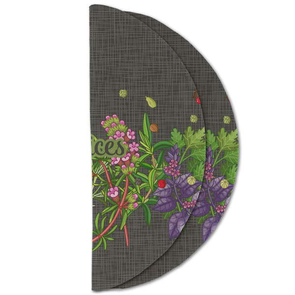 Herbs & Spices Round Linen Placemats - HALF FOLDED (double sided)