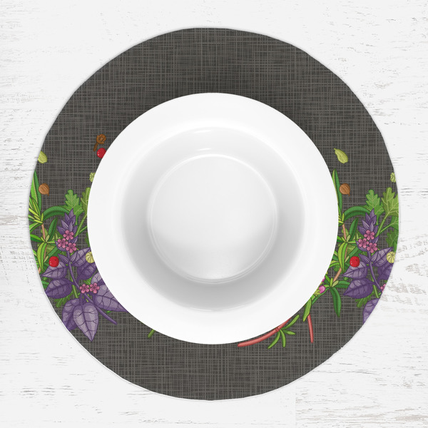 Herbs & Spices Round Linen Placemats - LIFESTYLE (single)