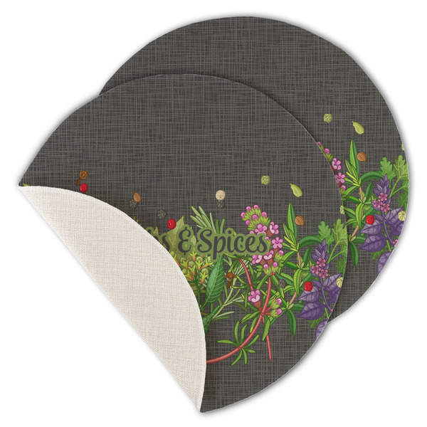 Herbs & Spices Round Linen Placemats - MAIN (Single Sided)