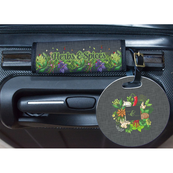 Herbs & Spices Round Luggage Tag & Handle Wrap - In Context