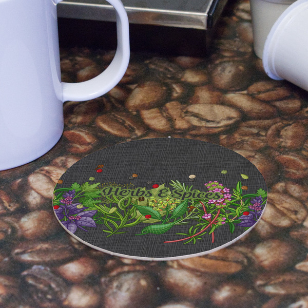 Herbs & Spices Round Paper Coaster - Front