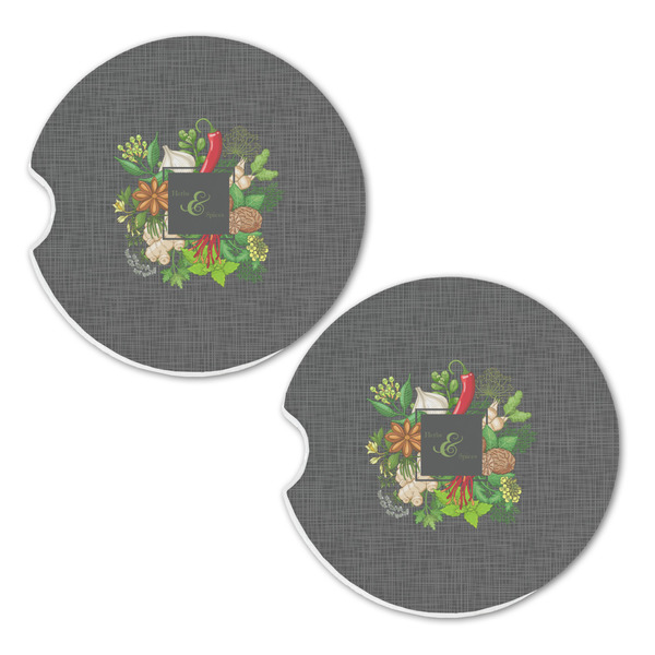 Herbs & Spices Sandstone Car Coasters - Set of 2