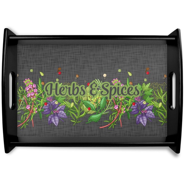 Custom Herbs & Spices Black Wooden Tray - Small (Personalized)