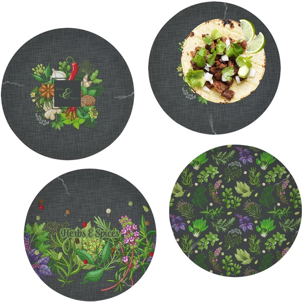Custom Herbs & Spices Set of 4 Glass Lunch / Dinner Plate 10" (Personalized)