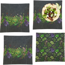 Herbs & Spices Set of 4 Glass Square Lunch / Dinner Plate 9.5" (Personalized)