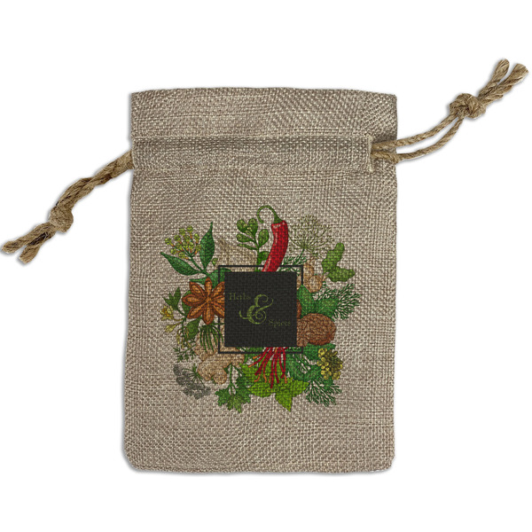 Custom Herbs & Spices Small Burlap Gift Bag - Front