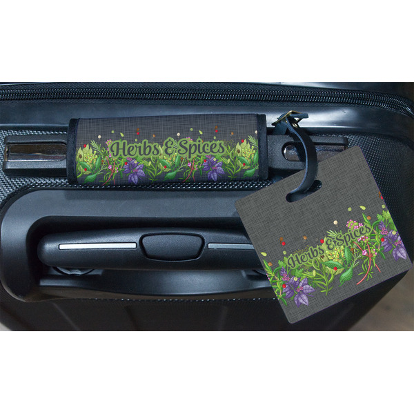 Herbs & Spices Square Luggage Tag & Handle Wrap - In Context