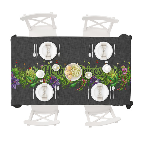 Herbs & Spices Tablecloths (58"x102") - TOP VIEW (with plates)