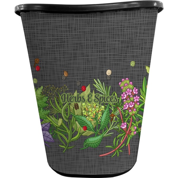 Custom Herbs & Spices Waste Basket - Single Sided (Black) (Personalized)