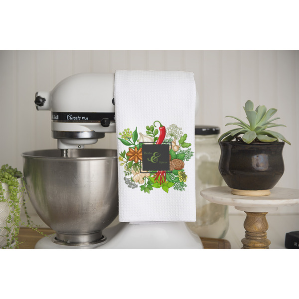 Herbs & Spices Waffle Weave Towel - Lifestyle - Partial Print