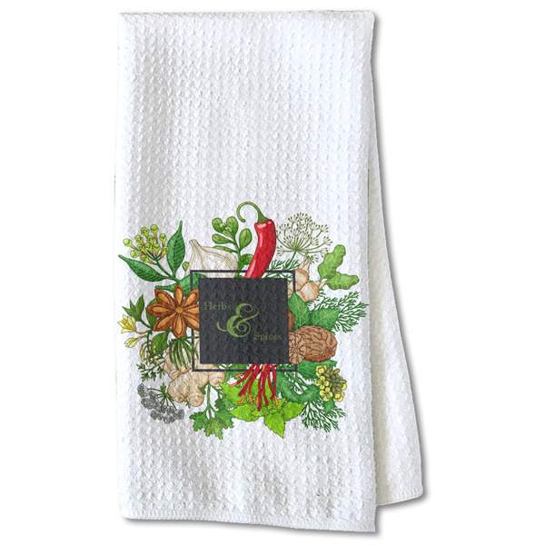 Custom Herbs & Spices Kitchen Towel - Waffle Weave - Partial Print