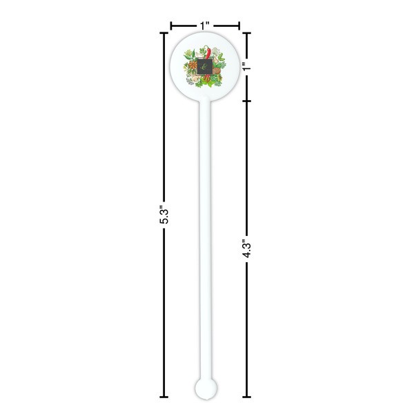 Herbs & Spices White Plastic 5.5" Stir Stick - Round - Dimensions