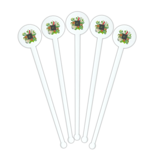 Herbs & Spices White Plastic 7" Stir Stick - Round - Fan View