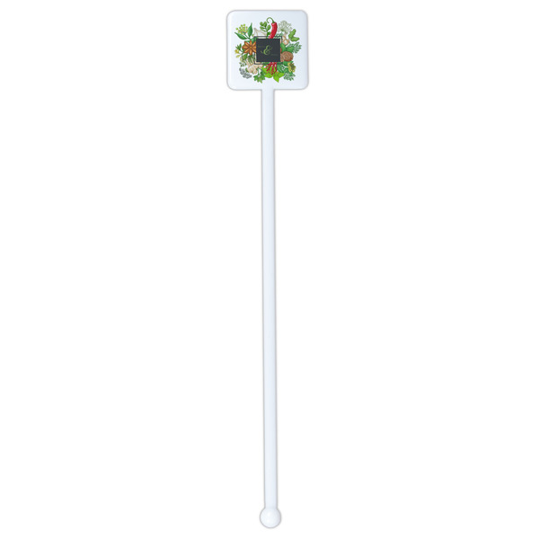 Herbs & Spices White Plastic Stir Stick - Single Sided - Square - Single Stick