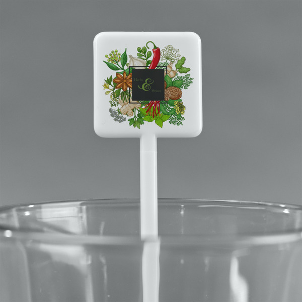 Herbs & Spices White Plastic Stir Stick - Square - Main