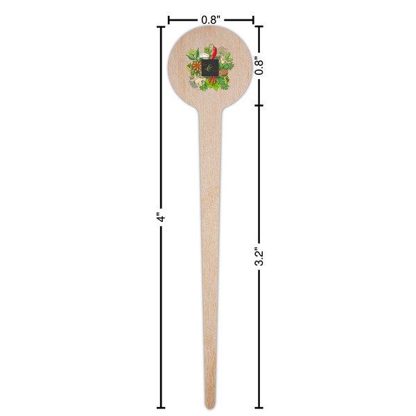 Herbs & Spices Wooden 4" Food Pick - Round - Dimensions
