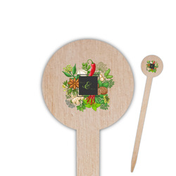 Herbs & Spices 6" Round Wooden Food Picks - Single Sided