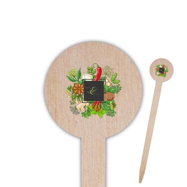 Custom Herbs & Spices Round Wooden Food Picks