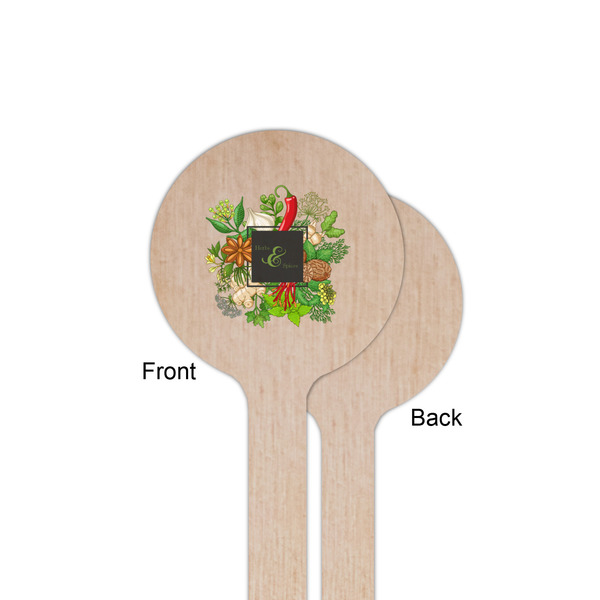 Herbs & Spices Wooden 6" Stir Stick - Round - Single Sided - Front & Back
