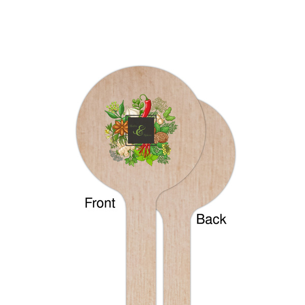 Herbs & Spices Wooden 7.5" Stir Stick - Round - Single Sided - Front & Back