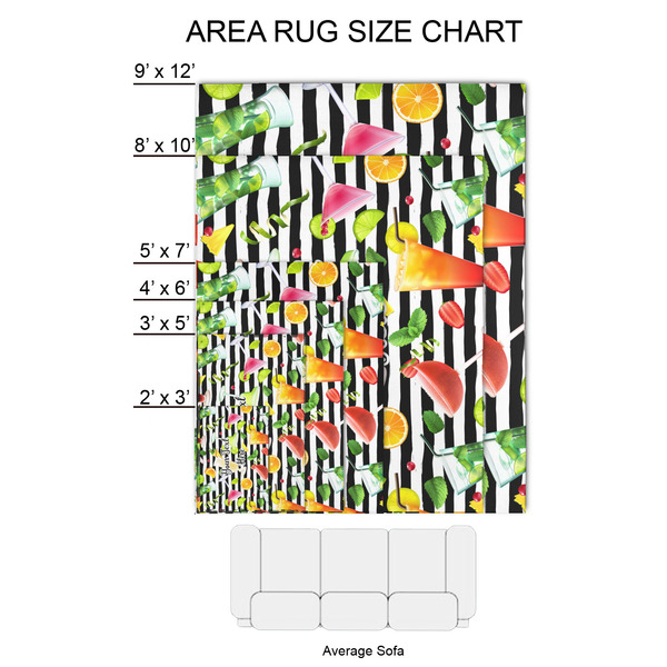 Cocktails 2'x3' Indoor Area Rugs - Size Chart