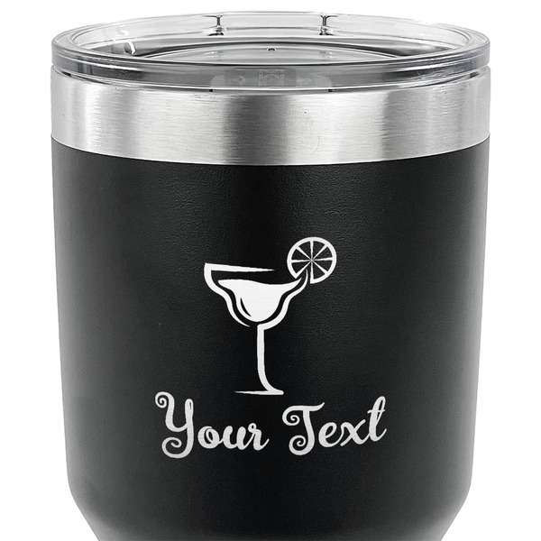 Cocktails 30 oz Stainless Steel Ringneck Tumbler - Black - CLOSE UP