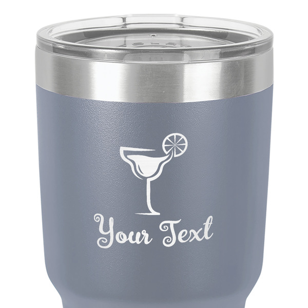 Cocktails 30 oz Stainless Steel Ringneck Tumbler - Grey - Close Up