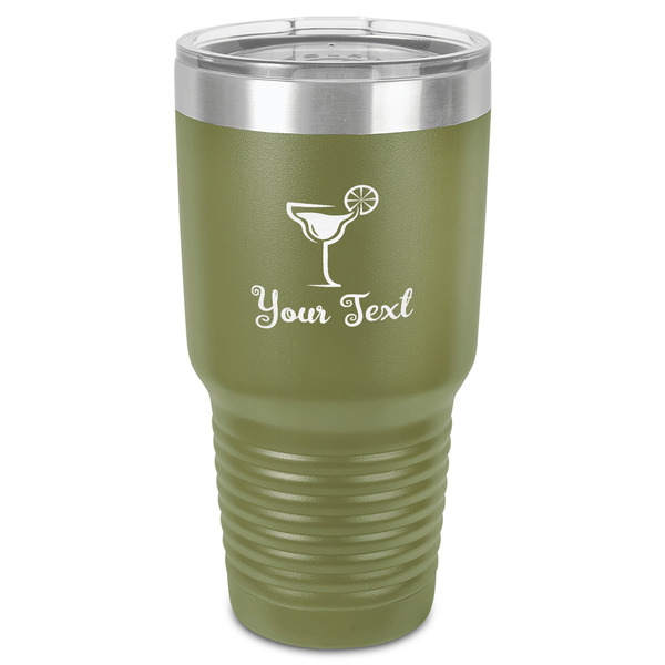 Cocktails 30 oz Stainless Steel Ringneck Tumbler - Olive - Front