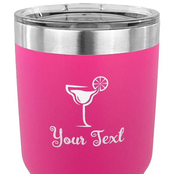 Cocktails 30 oz Stainless Steel Ringneck Tumbler - Pink - CLOSE UP