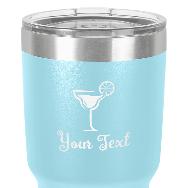 Cocktails 30 oz Stainless Steel Ringneck Tumbler - Teal - Close Up