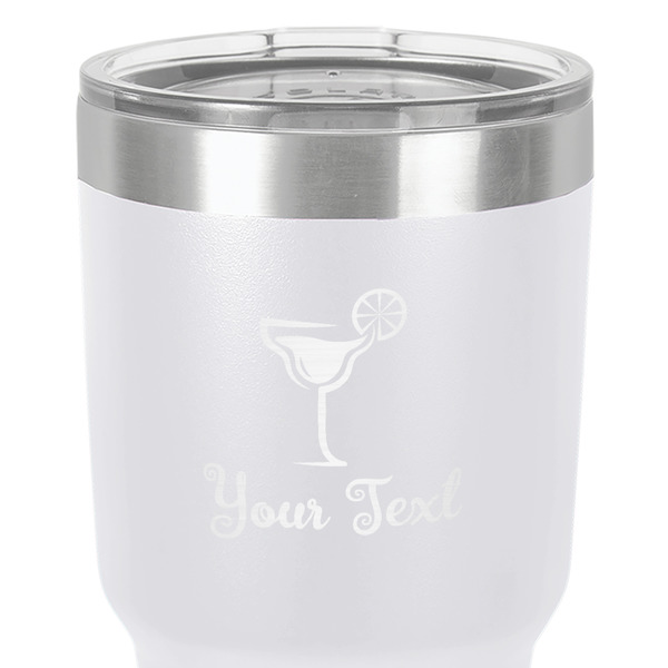 Cocktails 30 oz Stainless Steel Ringneck Tumbler - White - Close Up