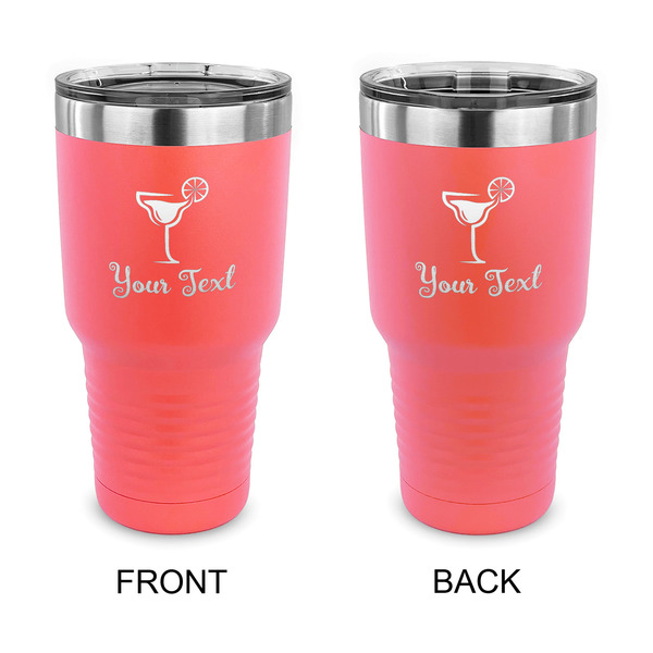 Custom Cocktails 30 oz Stainless Steel Tumbler - Coral - Double Sided (Personalized)