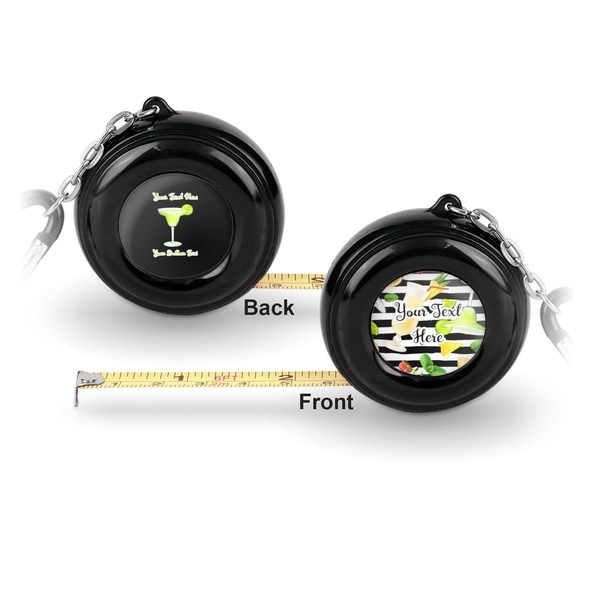 Cocktails 6-Ft Pocket Tape Measure with Carabiner Hook - Front and Back