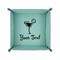 Cocktails 6" x 6" Teal Leatherette Snap Up Tray - FOLDED UP