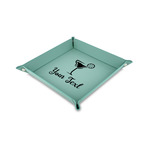Cocktails 6" x 6" Teal Faux Leather Valet Tray (Personalized)