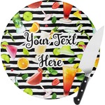 Cocktails Round Glass Cutting Board - Small (Personalized)