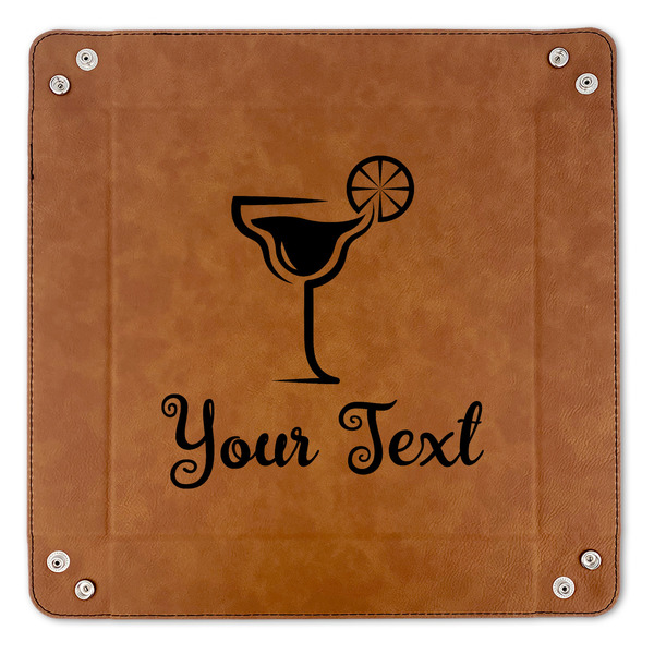 Cocktails 9" x 9" Leatherette Snap Up Tray - APPROVAL (FLAT)
