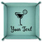 Cocktails 9" x 9" Teal Leatherette Snap Up Tray - FOLDED
