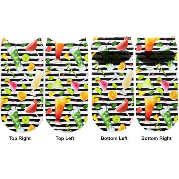 Cocktails Adult Ankle Socks - Double Pair - Front and Back - Apvl
