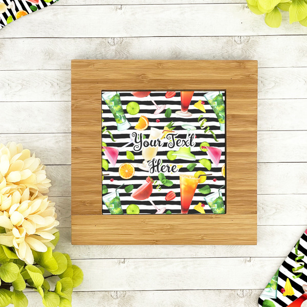Cocktails Bamboo Trivet with 6" Tile - LIFESTYLE