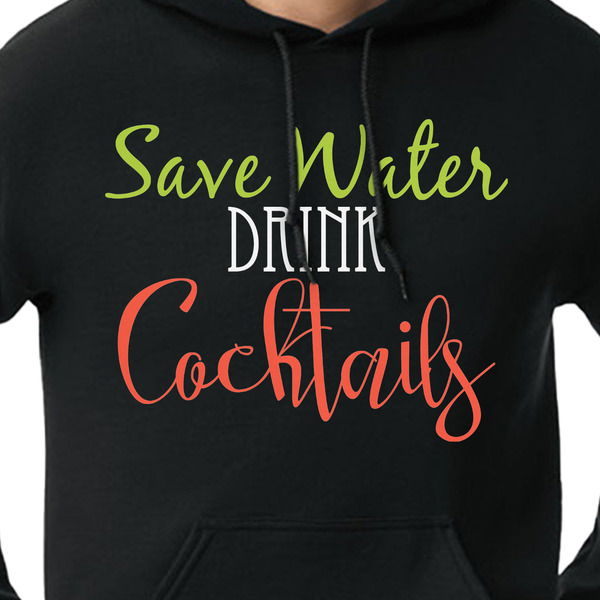 Cocktails Black Hoodie on Model - CloseUp