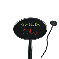 Cocktails 7" Oval Plastic Stir Sticks - Black - Single Sided
