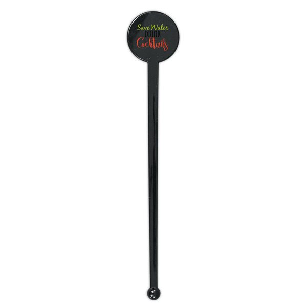 Cocktails Black Plastic 7" Stir Stick - Round - Single Stick