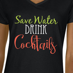 Cocktails Women's V-Neck T-Shirt - Black - 3XL
