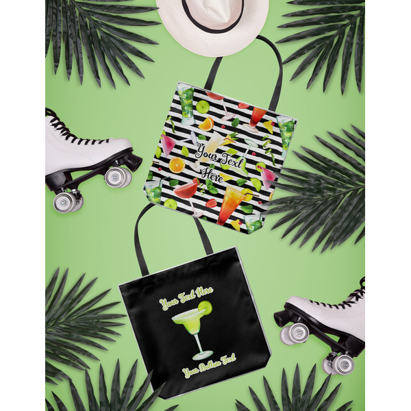Cocktails Canvas Tote Lifestyle Front and Back- 13x13