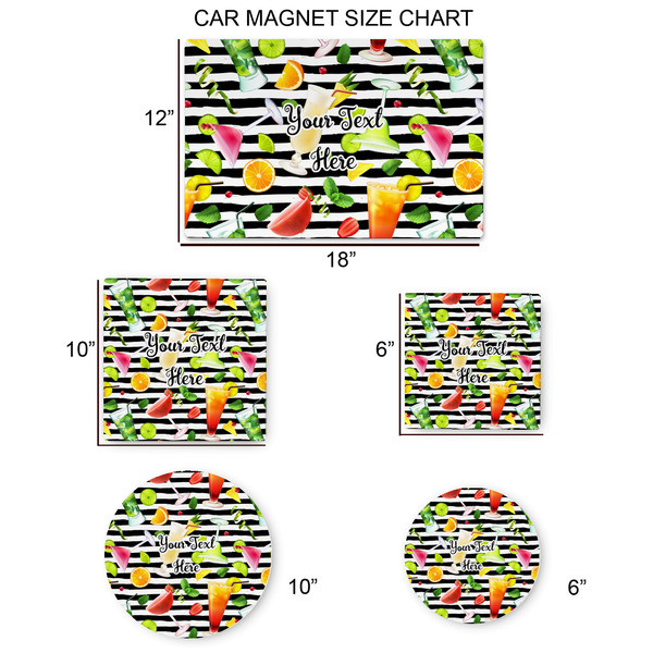 Cocktails Car Magnets - SIZE CHART