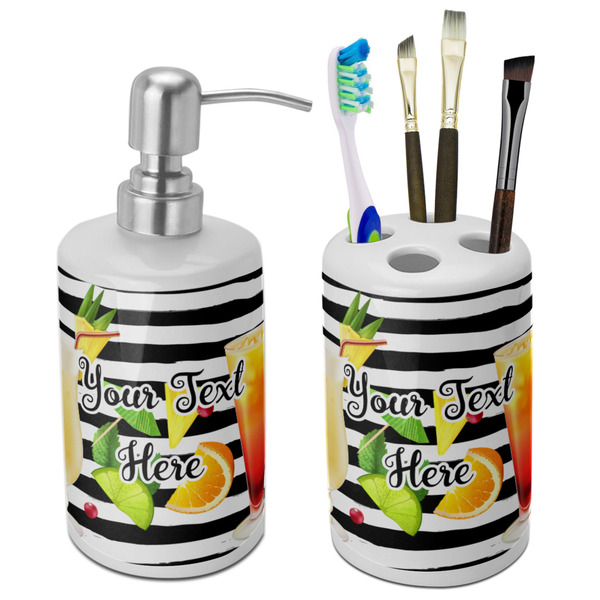 Custom Cocktails Ceramic Bathroom Accessories Set (Personalized)